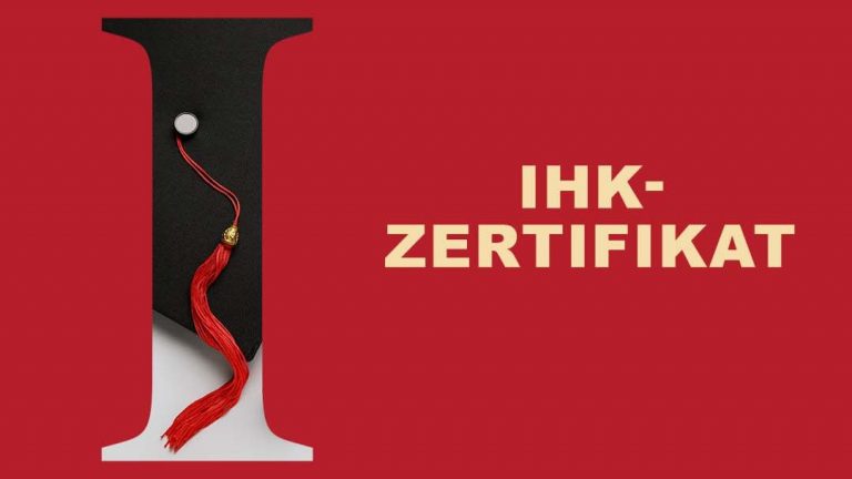 Das Bild zeigt den Buchstaben I. Daneben steht "IHK-Zertifikat".
